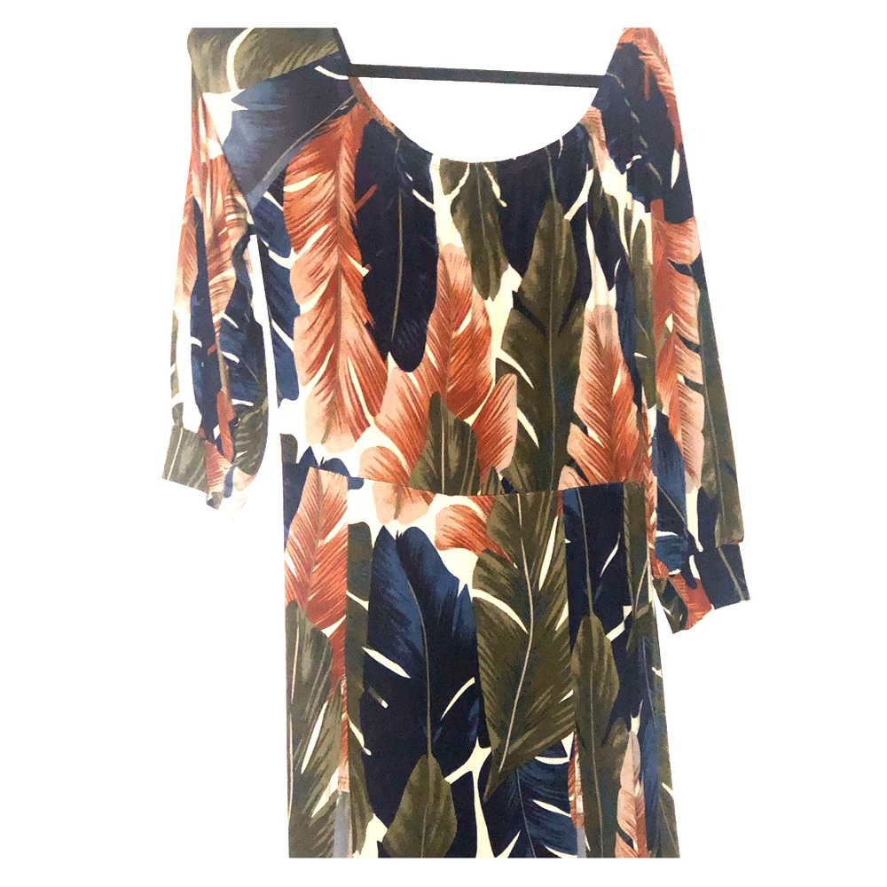 Off the shoulder dress with shorts.